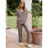 image:imageFlygo Womens Gingham Cotton Pajamas Set Babydoll Pj Pants Lounge SetsCoffee