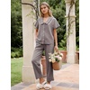 image:imageFlygo Womens Gingham Cotton Pajamas Set Babydoll Pj Pants Lounge SetsCoffee