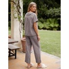 image:imageFlygo Womens Gingham Cotton Pajamas Set Babydoll Pj Pants Lounge SetsCoffee