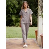 image:imageFlygo Womens Gingham Cotton Pajamas Set Babydoll Pj Pants Lounge SetsCoffee