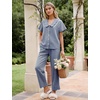 image:imageFlygo Womens Gingham Cotton Pajamas Set Babydoll Pj Pants Lounge SetsNavy