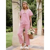 image:imageFlygo Womens Gingham Cotton Pajamas Set Babydoll Pj Pants Lounge SetsPink