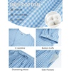 image:imageFlygo Womens Gingham Pajama Sets Puff Sleeve 2 Piece Lounge Pj Sets  100 Cotton Short Sleeve Button Down V Neck Ruffle Hem High Waist Drawstring Pants with Pockets for Bridal PostpartumBlue