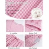 image:imageFlygo Womens Gingham Pajama Sets Puff Sleeve 2 Piece Lounge Pj Sets  100 Cotton Short Sleeve Button Down V Neck Ruffle Hem High Waist Drawstring Pants with Pockets for Bridal PostpartumPink