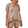 image:imageFlygo Girls Cotton Gingham Sets Cute Summer Outfits Shorts Set 514 YearsBrown