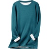 image:imageFlygo Womens Winter Warm Sherpa Lined Fleece Crewneck Sweatshirt Pullover Loungewear Tunic TopsPeacock Blue