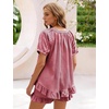image:imageFlygo Cotton Pajamas for Women Gingham Set Lounge Sets  100 Cotton Plaid Babydoll Top Relaxed Fit Puff Sleeve Shorts Pockets Summer Sleepwear Vacation Wedding PartiesWine Red