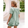 image:imageFlygo Cotton Pajamas for Women Gingham Set Lounge Sets  100 Cotton Plaid Babydoll Top Relaxed Fit Puff Sleeve Shorts Pockets Summer Sleepwear Vacation Wedding PartiesGreen
