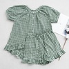 image:imageFlygo Cotton Pajamas for Women Gingham Set Lounge Sets  100 Cotton Plaid Babydoll Top Relaxed Fit Puff Sleeve Shorts Pockets Summer Sleepwear Vacation Wedding PartiesDark Green