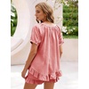 image:imageFlygo Cotton Pajamas for Women Gingham Set Lounge Sets  100 Cotton Plaid Babydoll Top Relaxed Fit Puff Sleeve Shorts Pockets Summer Sleepwear Vacation Wedding PartiesWatermelon