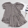 image:imageFlygo Cotton Pajamas for Women Gingham Set Lounge Sets  100 Cotton Plaid Babydoll Top Relaxed Fit Puff Sleeve Shorts Pockets Summer Sleepwear Vacation Wedding PartiesCoffee