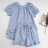 image:imageFlygo Cotton Pajamas for Women Gingham Set Lounge Sets  100 Cotton Plaid Babydoll Top Relaxed Fit Puff Sleeve Shorts Pockets Summer Sleepwear Vacation Wedding PartiesNavy