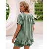 image:imageFlygo Cotton Pajamas for Women Gingham Set Lounge Sets  100 Cotton Plaid Babydoll Top Relaxed Fit Puff Sleeve Shorts Pockets Summer Sleepwear Vacation Wedding PartiesDark Green