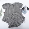 image:imageFlygo Cotton Pajamas for Women Gingham Set Lounge Sets  100 Cotton Plaid Babydoll Top Relaxed Fit Puff Sleeve Shorts Pockets Summer Sleepwear Vacation Wedding PartiesBlack