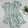 image:imageFlygo Cotton Pajamas for Women Gingham Set Lounge Sets  100 Cotton Plaid Babydoll Top Relaxed Fit Puff Sleeve Shorts Pockets Summer Sleepwear Vacation Wedding PartiesGreen