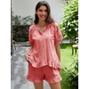 image:imageFlygo Cotton Pajamas for Women Gingham Set Lounge Sets  100 Cotton Plaid Babydoll Top Relaxed Fit Puff Sleeve Shorts Pockets Summer Sleepwear Vacation Wedding PartiesWatermelon