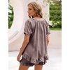 image:imageFlygo Cotton Pajamas for Women Gingham Set Lounge Sets  100 Cotton Plaid Babydoll Top Relaxed Fit Puff Sleeve Shorts Pockets Summer Sleepwear Vacation Wedding PartiesCoffee