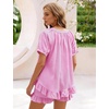 image:imageFlygo Cotton Pajamas for Women Gingham Set Lounge Sets  100 Cotton Plaid Babydoll Top Relaxed Fit Puff Sleeve Shorts Pockets Summer Sleepwear Vacation Wedding PartiesRose Red