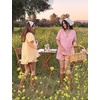 image:imageFlygo Cotton Pajamas for Women Gingham Set Lounge Sets  100 Cotton Plaid Babydoll Top Relaxed Fit Puff Sleeve Shorts Pockets Summer Sleepwear Vacation Wedding PartiesYellow