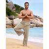 image:imageFlygo Linen Pants Men Casual Wide Leg Baggy Trousers with Pockets  Cotton Linen Blend Comfy Breathable Adjustable Drawstring Waist Relaxed Fit for Summer Lounging Daily Beach YogaKhaki