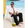 image:imageFlygo Linen Pants Men Casual Wide Leg Baggy Trousers with Pockets  Cotton Linen Blend Comfy Breathable Adjustable Drawstring Waist Relaxed Fit for Summer Lounging Daily Beach YogaBlack