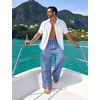 image:imageFlygo Linen Pants Men Casual Wide Leg Baggy Trousers with Pockets  Cotton Linen Blend Comfy Breathable Adjustable Drawstring Waist Relaxed Fit for Summer Lounging Daily Beach YogaBlue