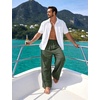 image:imageFlygo Linen Pants Men Casual Wide Leg Baggy Trousers with Pockets  Cotton Linen Blend Comfy Breathable Adjustable Drawstring Waist Relaxed Fit for Summer Lounging Daily Beach YogaArmy Green