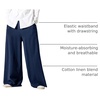 image:imageFlygo Linen Pants Men Casual Wide Leg Baggy Trousers with Pockets  Cotton Linen Blend Comfy Breathable Adjustable Drawstring Waist Relaxed Fit for Summer Lounging Daily Beach YogaNavy