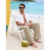 image:imageFlygo Linen Pants Men Casual Wide Leg Baggy Trousers with Pockets  Cotton Linen Blend Comfy Breathable Adjustable Drawstring Waist Relaxed Fit for Summer Lounging Daily Beach YogaKhaki