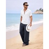 image:imageFlygo Linen Pants Men Casual Wide Leg Baggy Trousers with Pockets  Cotton Linen Blend Comfy Breathable Adjustable Drawstring Waist Relaxed Fit for Summer Lounging Daily Beach YogaGrey