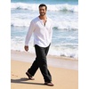 image:imageFlygo Linen Pants Men Casual Wide Leg Baggy Trousers with Pockets  Cotton Linen Blend Comfy Breathable Adjustable Drawstring Waist Relaxed Fit for Summer Lounging Daily Beach YogaBlack
