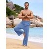 image:imageFlygo Linen Pants Men Casual Wide Leg Baggy Trousers with Pockets  Cotton Linen Blend Comfy Breathable Adjustable Drawstring Waist Relaxed Fit for Summer Lounging Daily Beach YogaBlue