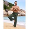 image:imageFlygo Linen Pants Men Casual Wide Leg Baggy Trousers with Pockets  Cotton Linen Blend Comfy Breathable Adjustable Drawstring Waist Relaxed Fit for Summer Lounging Daily Beach YogaArmy Green