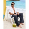 image:imageFlygo Linen Pants Men Casual Wide Leg Baggy Trousers with Pockets  Cotton Linen Blend Comfy Breathable Adjustable Drawstring Waist Relaxed Fit for Summer Lounging Daily Beach YogaGrey