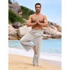 image:imageFlygo Linen Pants Men Casual Wide Leg Baggy Trousers with Pockets  Cotton Linen Blend Comfy Breathable Adjustable Drawstring Waist Relaxed Fit for Summer Lounging Daily Beach YogaLight Khaki