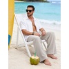 image:imageFlygo Linen Pants Men Casual Wide Leg Baggy Trousers with Pockets  Cotton Linen Blend Comfy Breathable Adjustable Drawstring Waist Relaxed Fit for Summer Lounging Daily Beach YogaLight Khaki
