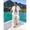 image:imageFlygo Linen Pants Men Casual Wide Leg Baggy Trousers with Pockets  Cotton Linen Blend Comfy Breathable Adjustable Drawstring Waist Relaxed Fit for Summer Lounging Daily Beach YogaBeige