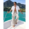 image:imageFlygo Linen Pants Men Casual Wide Leg Baggy Trousers with Pockets  Cotton Linen Blend Comfy Breathable Adjustable Drawstring Waist Relaxed Fit for Summer Lounging Daily Beach YogaLight Khaki