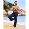 image:imageFlygo Linen Pants Men Casual Wide Leg Baggy Trousers with Pockets  Cotton Linen Blend Comfy Breathable Adjustable Drawstring Waist Relaxed Fit for Summer Lounging Daily Beach YogaNavy