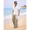 image:imageFlygo Linen Pants Men Casual Wide Leg Baggy Trousers with Pockets  Cotton Linen Blend Comfy Breathable Adjustable Drawstring Waist Relaxed Fit for Summer Lounging Daily Beach YogaKhaki
