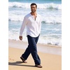 image:imageFlygo Linen Pants Men Casual Wide Leg Baggy Trousers with Pockets  Cotton Linen Blend Comfy Breathable Adjustable Drawstring Waist Relaxed Fit for Summer Lounging Daily Beach YogaNavy