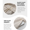 image:imageFlygo Linen Pants Men Casual Wide Leg Baggy Trousers with Pockets  Cotton Linen Blend Comfy Breathable Adjustable Drawstring Waist Relaxed Fit for Summer Lounging Daily Beach YogaBeige