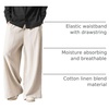 image:imageFlygo Linen Pants Men Casual Wide Leg Baggy Trousers with Pockets  Cotton Linen Blend Comfy Breathable Adjustable Drawstring Waist Relaxed Fit for Summer Lounging Daily Beach YogaBeige