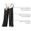 image:imageFlygo Linen Pants Men Casual Wide Leg Baggy Trousers with Pockets  Cotton Linen Blend Comfy Breathable Adjustable Drawstring Waist Relaxed Fit for Summer Lounging Daily Beach YogaBlack