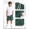 image:imageFlygo Boys Shorts Cotton Acid Washed Jogger Shorts with Pockets  Soft Breathable Cotton Elastic Waist Drawstring Loose Comfy Fit for Active Kids Daily Running Playing Summer CampBlackdarkgreygreen