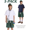 image:imageFlygo Boys Shorts Cotton Acid Washed Jogger Shorts with Pockets  Soft Breathable Cotton Elastic Waist Drawstring Loose Comfy Fit for Active Kids Daily Running Playing Summer CampBlackdarkgreygreen