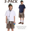 image:imageFlygo Boys Shorts Cotton Acid Washed Jogger Shorts with Pockets  Soft Breathable Cotton Elastic Waist Drawstring Loose Comfy Fit for Active Kids Daily Running Playing Summer CampBlackdarkgreycoffee