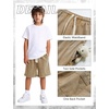 image:imageFlygo Boys Shorts Cotton Acid Washed Jogger Shorts with Pockets  Soft Breathable Cotton Elastic Waist Drawstring Loose Comfy Fit for Active Kids Daily Running Playing Summer CampBlackkhakilightgrey