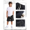 image:imageFlygo Boys Shorts Cotton Acid Washed Jogger Shorts with Pockets  Soft Breathable Cotton Elastic Waist Drawstring Loose Comfy Fit for Active Kids Daily Running Playing Summer CampBlackdarkgreylightgrey