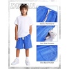 image:imageFlygo Boys Shorts Cotton Acid Washed Jogger Shorts with Pockets  Soft Breathable Cotton Elastic Waist Drawstring Loose Comfy Fit for Active Kids Daily Running Playing Summer CampDark Blue